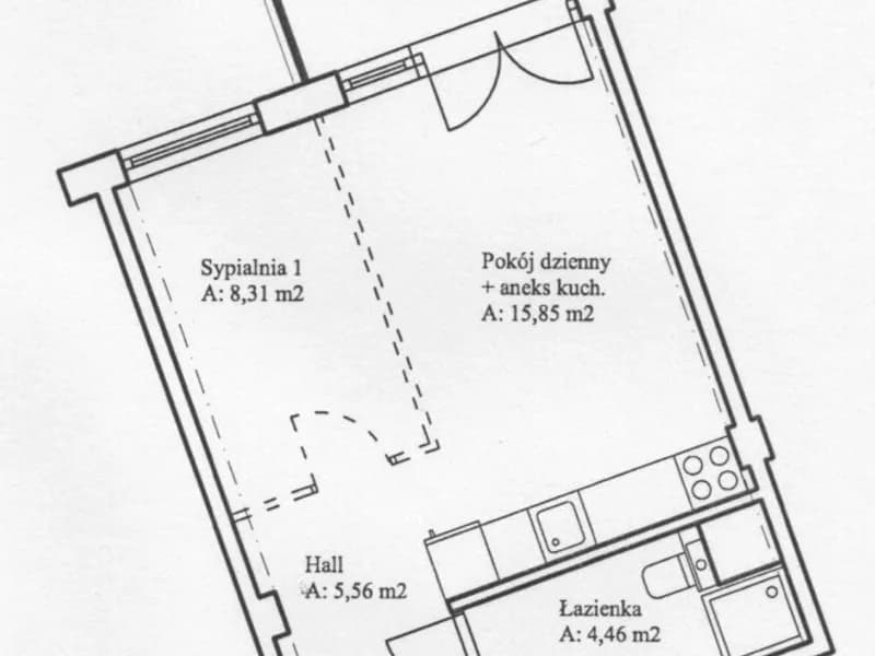 Mieszkanie w Krakowie z drewnianą sypialnią, 34m2, Wzgórza Krzesławickie